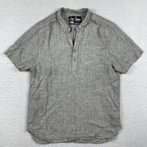 The Nutter Chubbies Henley Shirt Mens Large Gray Cotton Linen Speckled Resort